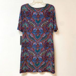 Nicole Miller Paisley Batique Print Dress w/ Sleeves